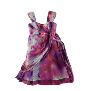 🇬🇧 PER UNA SPEZIALE sleeveless 100% silk dress in tie-dyed sunrise colours